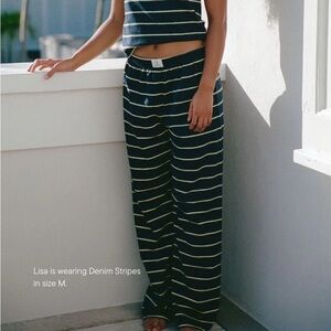 Parke Striped Cotton Boxer Pants in Denim Stripe